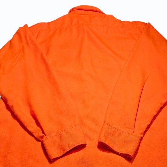 VTG 80s Five Brother Flannel Shirt Men's M  Blaze Orange Safety Hunting Work USA - Picture 7 of 10